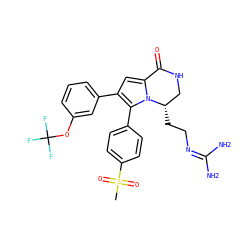 CS(=O)(=O)c1ccc(-c2c(-c3cccc(OC(F)(F)F)c3)cc3n2[C@@H](CCN=C(N)N)CNC3=O)cc1 ZINC000207260524