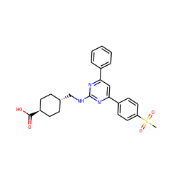 CS(=O)(=O)c1ccc(-c2cc(-c3ccccc3)nc(NC[C@H]3CC[C@H](C(=O)O)CC3)n2)cc1 ZINC000299821105