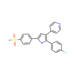 CS(=O)(=O)c1ccc(-c2cc(-c3ccncc3)c(-c3ccc(F)cc3)[nH]2)cc1 ZINC000003832052