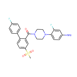 CS(=O)(=O)c1ccc(-c2ccc(F)cc2)c(C(=O)N2CCN(c3ccc(N)cc3F)CC2)c1 ZINC000086012924