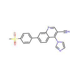 CS(=O)(=O)c1ccc(-c2ccc3c(-n4ccnc4)c(C#N)cnc3c2)cc1 ZINC000095603209