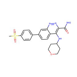 CS(=O)(=O)c1ccc(-c2ccc3c(NC4CCOCC4)c(C(N)=O)nnc3c2)cc1 ZINC000095588381