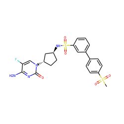 CS(=O)(=O)c1ccc(-c2cccc(S(=O)(=O)N[C@H]3CC[C@H](n4cc(F)c(N)nc4=O)C3)c2)cc1 ZINC000049031700