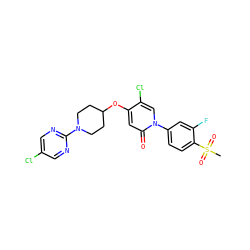 CS(=O)(=O)c1ccc(-n2cc(Cl)c(OC3CCN(c4ncc(Cl)cn4)CC3)cc2=O)cc1F ZINC000072317494