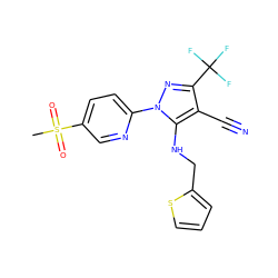 CS(=O)(=O)c1ccc(-n2nc(C(F)(F)F)c(C#N)c2NCc2cccs2)nc1 ZINC000028565460