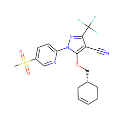 CS(=O)(=O)c1ccc(-n2nc(C(F)(F)F)c(C#N)c2OC[C@H]2CC=CCC2)nc1 ZINC000028570155