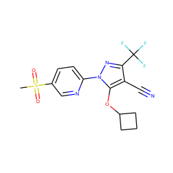 CS(=O)(=O)c1ccc(-n2nc(C(F)(F)F)c(C#N)c2OC2CCC2)nc1 ZINC000028570469