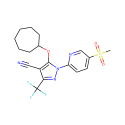 CS(=O)(=O)c1ccc(-n2nc(C(F)(F)F)c(C#N)c2OC2CCCCCC2)nc1 ZINC000028570461