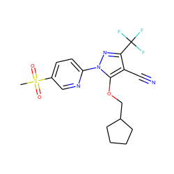 CS(=O)(=O)c1ccc(-n2nc(C(F)(F)F)c(C#N)c2OCC2CCCC2)nc1 ZINC000028570153