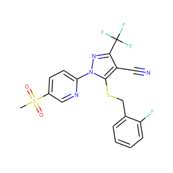 CS(=O)(=O)c1ccc(-n2nc(C(F)(F)F)c(C#N)c2SCc2ccccc2F)nc1 ZINC000028569954