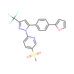 CS(=O)(=O)c1ccc(-n2nc(C(F)(F)F)cc2-c2ccc(-c3ccco3)cc2)nc1 ZINC000036338756