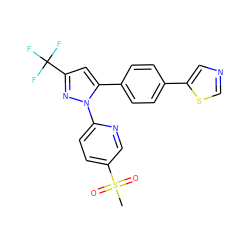 CS(=O)(=O)c1ccc(-n2nc(C(F)(F)F)cc2-c2ccc(-c3cncs3)cc2)nc1 ZINC000036338759