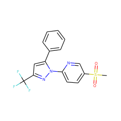 CS(=O)(=O)c1ccc(-n2nc(C(F)(F)F)cc2-c2ccccc2)nc1 ZINC000013588337