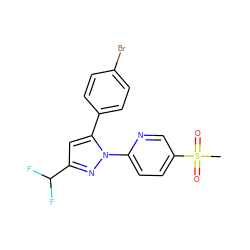 CS(=O)(=O)c1ccc(-n2nc(C(F)F)cc2-c2ccc(Br)cc2)nc1 ZINC000013588353