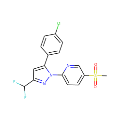 CS(=O)(=O)c1ccc(-n2nc(C(F)F)cc2-c2ccc(Cl)cc2)nc1 ZINC000013588352