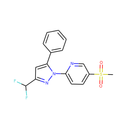 CS(=O)(=O)c1ccc(-n2nc(C(F)F)cc2-c2ccccc2)nc1 ZINC000013588350