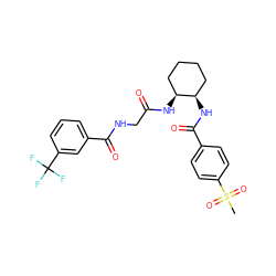 CS(=O)(=O)c1ccc(C(=O)N[C@@H]2CCCC[C@@H]2NC(=O)CNC(=O)c2cccc(C(F)(F)F)c2)cc1 ZINC000029151391