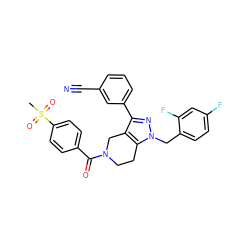 CS(=O)(=O)c1ccc(C(=O)N2CCc3c(c(-c4cccc(C#N)c4)nn3Cc3ccc(F)cc3F)C2)cc1 ZINC000204903269