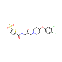 CS(=O)(=O)c1ccc(C(=O)NC[C@@H](O)CN2CCC(Oc3ccc(Cl)c(Cl)c3)CC2)s1 ZINC000095561946