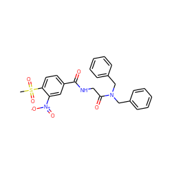 CS(=O)(=O)c1ccc(C(=O)NCC(=O)N(Cc2ccccc2)Cc2ccccc2)cc1[N+](=O)[O-] ZINC000095605627