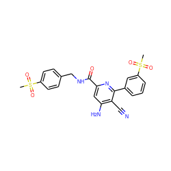 CS(=O)(=O)c1ccc(CNC(=O)c2cc(N)c(C#N)c(-c3cccc(S(C)(=O)=O)c3)n2)cc1 ZINC000038151280