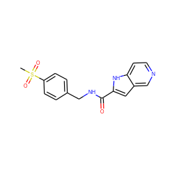 CS(=O)(=O)c1ccc(CNC(=O)c2cc3cnccc3[nH]2)cc1 ZINC001626808206