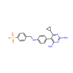 CS(=O)(=O)c1ccc(CNc2ccc(-c3c(N)nc(N)nc3C3CC3)cc2)cc1 ZINC000038156545