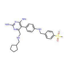 CS(=O)(=O)c1ccc(CNc2ccc(-c3c(N)nc(N)nc3CNCC3CCCC3)cc2)cc1 ZINC000036349111