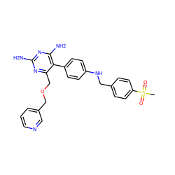 CS(=O)(=O)c1ccc(CNc2ccc(-c3c(N)nc(N)nc3COCc3cccnc3)cc2)cc1 ZINC000028571986