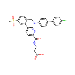 CS(=O)(=O)c1ccc(CNc2ccc(-c3ccc(Cl)cc3)cc2)c(-c2ccc(C(=O)NCCC(=O)O)nc2)c1 ZINC000148330949