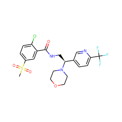 CS(=O)(=O)c1ccc(Cl)c(C(=O)NC[C@@H](c2ccc(C(F)(F)F)nc2)N2CCOCC2)c1 ZINC000207623493