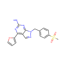 CS(=O)(=O)c1ccc(Cn2ncc3c(-c4ccco4)nc(N)nc32)cc1 ZINC000029046513