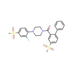 CS(=O)(=O)c1ccc(N2CCN(C(=O)c3cc(S(C)(=O)=O)ccc3-c3ccccc3)CC2)c(F)c1 ZINC000036479946