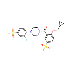 CS(=O)(=O)c1ccc(N2CCN(C(=O)c3cc(S(C)(=O)=O)ccc3OCC3CC3)CC2)c(F)c1 ZINC000040954339