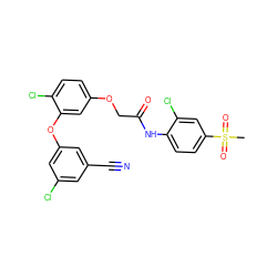 CS(=O)(=O)c1ccc(NC(=O)COc2ccc(Cl)c(Oc3cc(Cl)cc(C#N)c3)c2)c(Cl)c1 ZINC000029045423