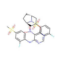 CS(=O)(=O)c1ccc(Nc2ncnc(OC3C[C@H]4CC[C@H](C3)N4S(=O)(=O)c3ccc(F)cc3)c2[N+](=O)[O-])c(F)c1 ZINC001772576235