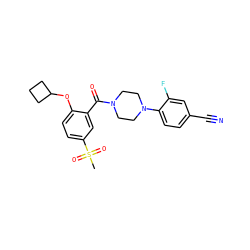 CS(=O)(=O)c1ccc(OC2CCC2)c(C(=O)N2CCN(c3ccc(C#N)cc3F)CC2)c1 ZINC000053312517