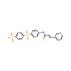 CS(=O)(=O)c1ccc(S(=O)(=O)c2ccc(NC(=O)/C=C/c3cccnc3)cc2)cc1 ZINC000142190520