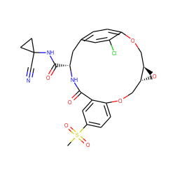 CS(=O)(=O)c1ccc2c(c1)C(=O)N[C@H](C(=O)NC1(C#N)CC1)Cc1ccc(c(Cl)c1)OC[C@H]1O[C@@H]1CO2 ZINC001772622333