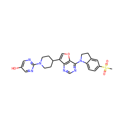 CS(=O)(=O)c1ccc2c(c1)CCN2c1ncnc2c(C3CCN(c4ncc(O)cn4)CC3)coc12 ZINC001772580589