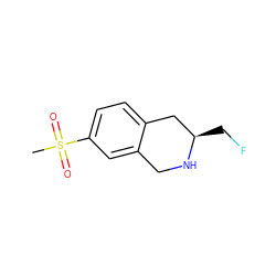 CS(=O)(=O)c1ccc2c(c1)CN[C@H](CF)C2 ZINC000013686990