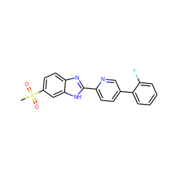 CS(=O)(=O)c1ccc2nc(-c3ccc(-c4ccccc4F)cn3)[nH]c2c1 ZINC000064527115