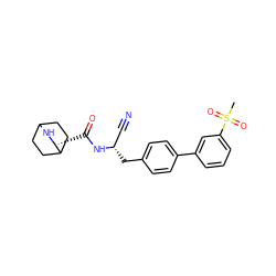 CS(=O)(=O)c1cccc(-c2ccc(C[C@@H](C#N)NC(=O)[C@H]3NC4CCC3CC4)cc2)c1 ZINC000169709117