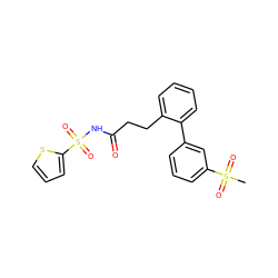 CS(=O)(=O)c1cccc(-c2ccccc2CCC(=O)NS(=O)(=O)c2cccs2)c1 ZINC000013818279