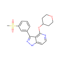 CS(=O)(=O)c1cccc(-c2n[nH]c3ccnc(OC4CCOCC4)c23)c1 ZINC000114772243