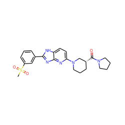 CS(=O)(=O)c1cccc(-c2nc3nc(N4CCC[C@@H](C(=O)N5CCCC5)C4)ccc3[nH]2)c1 ZINC000221407570