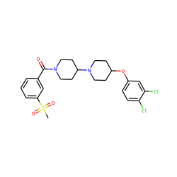 CS(=O)(=O)c1cccc(C(=O)N2CCC(N3CCC(Oc4ccc(Cl)c(Cl)c4)CC3)CC2)c1 ZINC000095557599