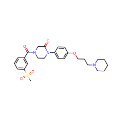 CS(=O)(=O)c1cccc(C(=O)N2CCN(c3ccc(OCCCN4CCCCC4)cc3)C(=O)C2)c1 ZINC000028870222