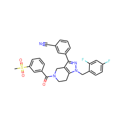 CS(=O)(=O)c1cccc(C(=O)N2CCc3c(c(-c4cccc(C#N)c4)nn3Cc3ccc(F)cc3F)C2)c1 ZINC000204901963