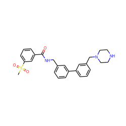 CS(=O)(=O)c1cccc(C(=O)NCc2cccc(-c3cccc(CN4CCNCC4)c3)c2)c1 ZINC000040954909